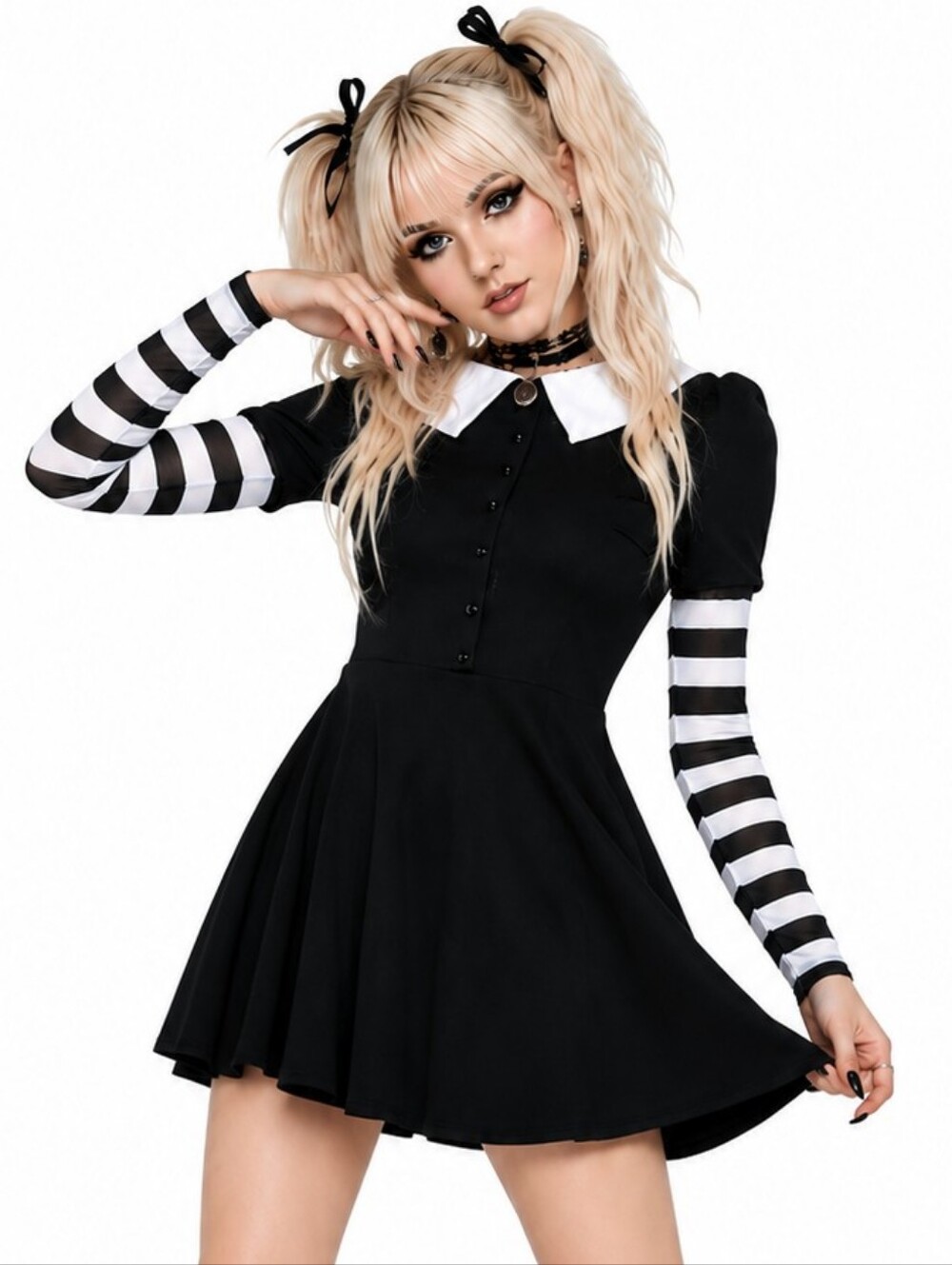 The Grave G1rls Striped Sleeve Dress